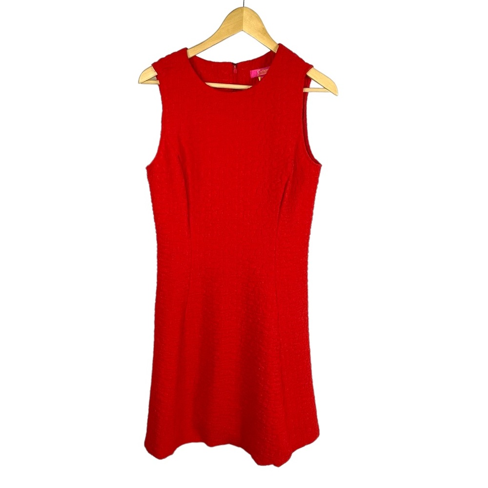 Catherine Malandrino Red Fit & Flare Dress M Sleeveless Textured NEW with Tags